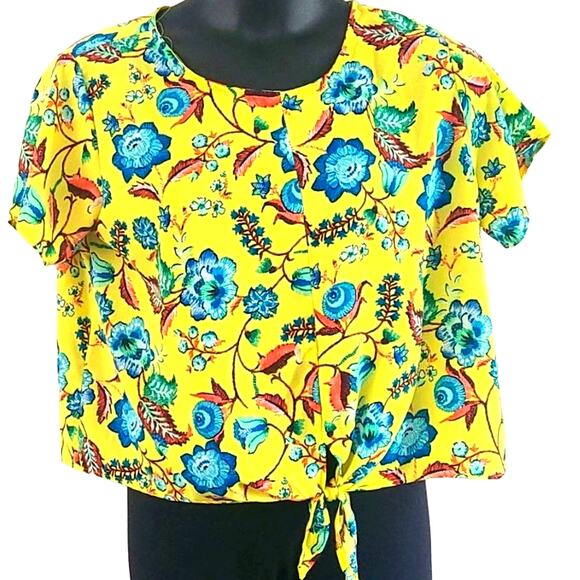 Excellent Condition Piphany Women's Floral Blouse, Lower tie Size XL, Yellow - Picture 2 of 6